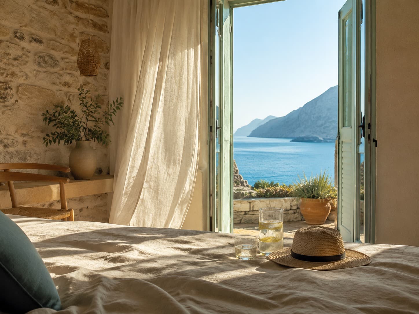 Bright summer coastal room direction